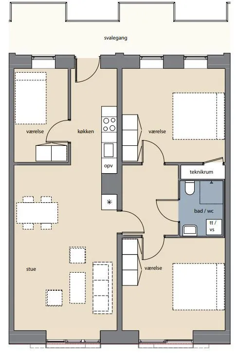 Plan - Apartment with French Balcony in Aalborg