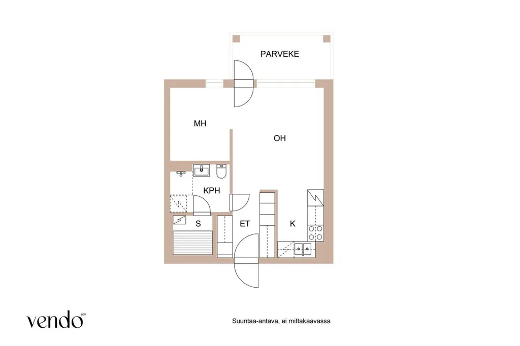 Plan - Bright Studio Flat with Balcony in Kekkola, Jyväskylä