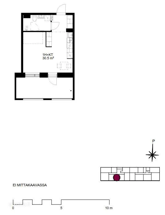 Floor Plan - Modern Studio with Gym in Myyrmäki, Vantaa