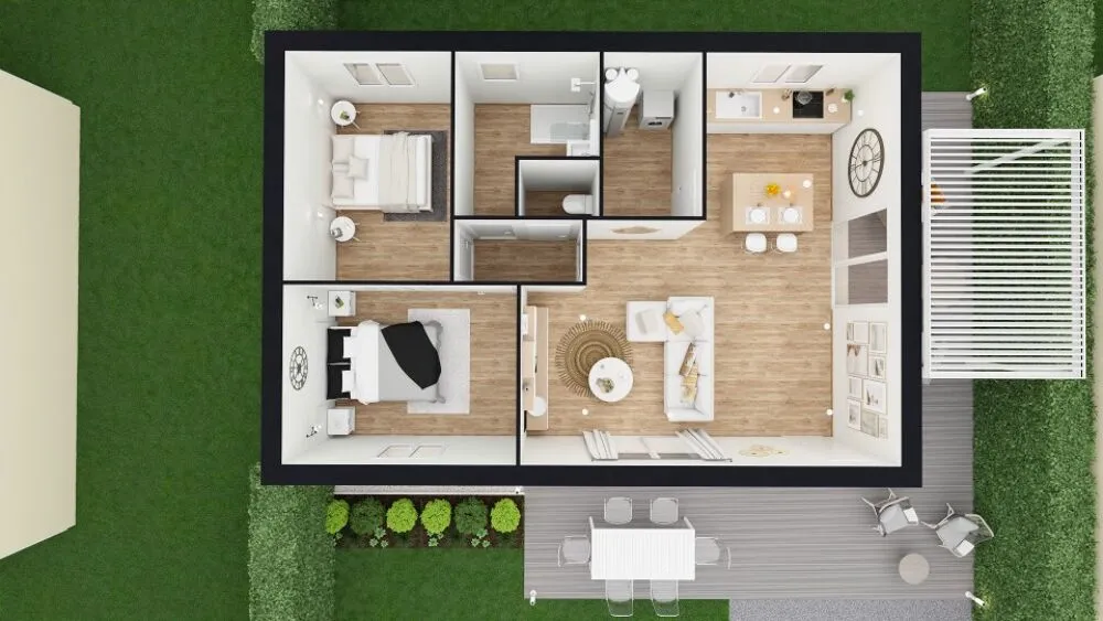 Planimetria - New 3-Bedroom House with Garden in Eclassan