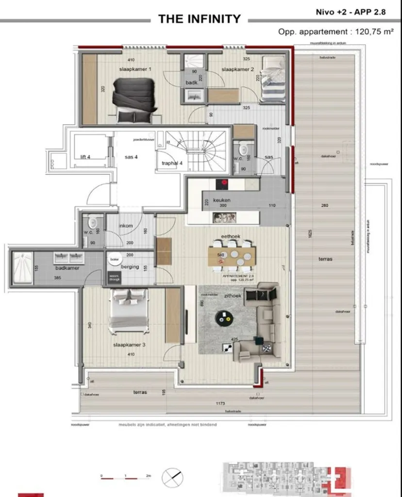 Plan - Appartement Luxe avec Grand Terrasse à Ieper