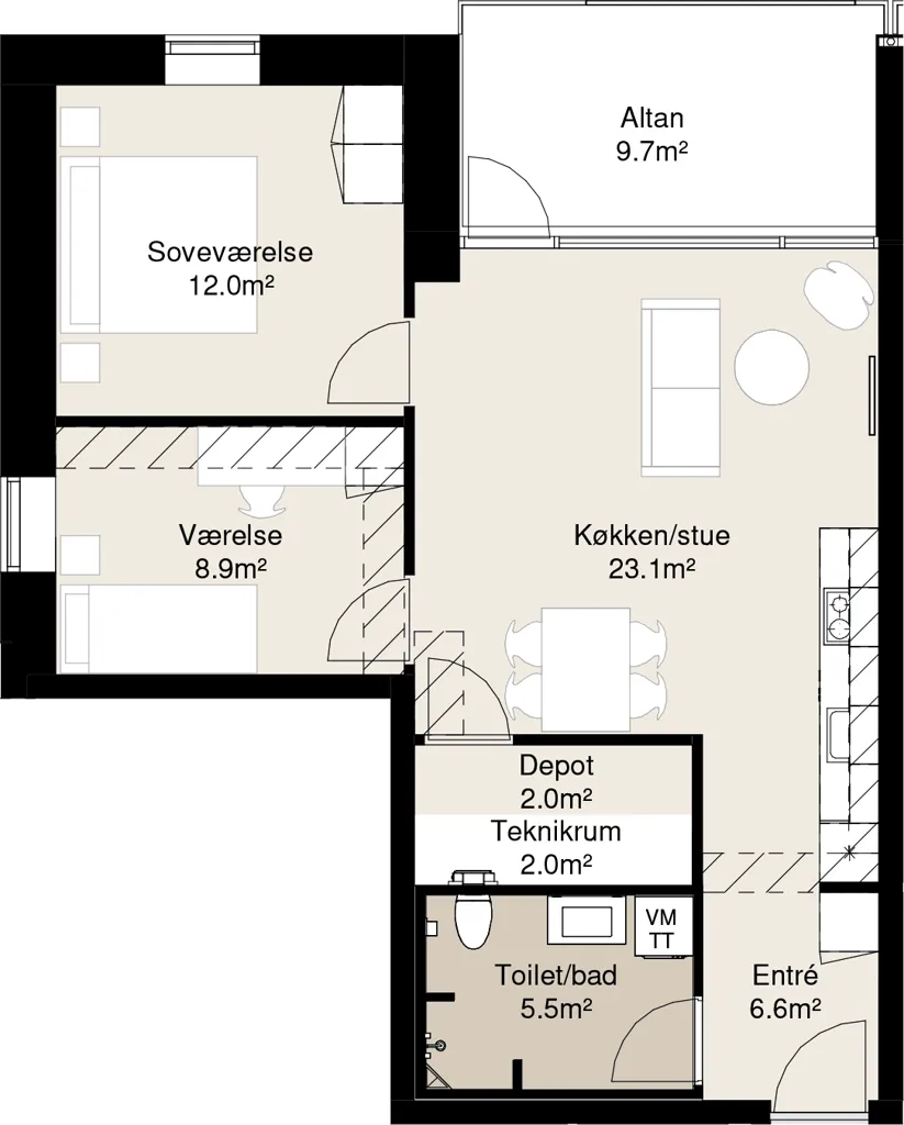 Planimetria - Apartment with Balcony in Randers NV