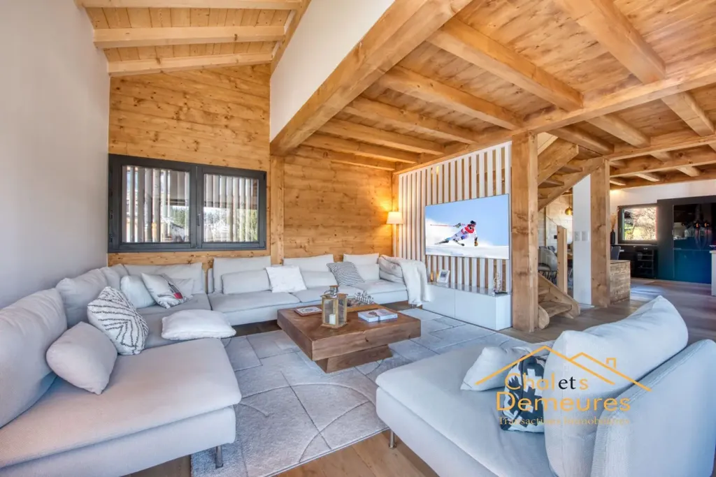 Séjour - Chalet Neuf avec Vue Panoramique à Megève