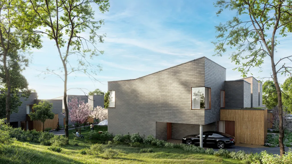 Rowhouse with Mahogany Windows in Rungsted Kyst