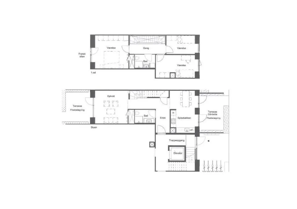 Plan - 3-Bedroom Flat with Terraces in Valby