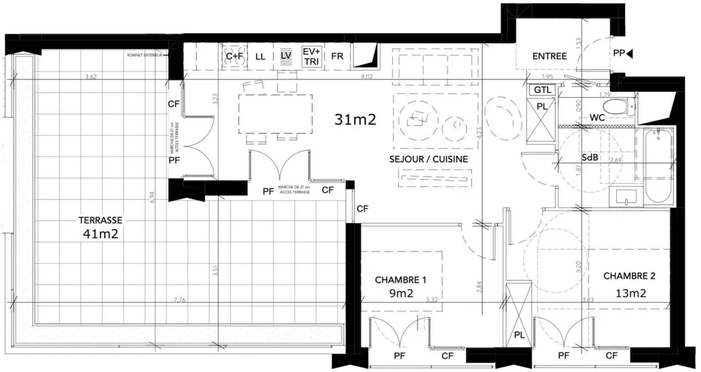 Planimetria - Apartment with Terrace in Blagnac