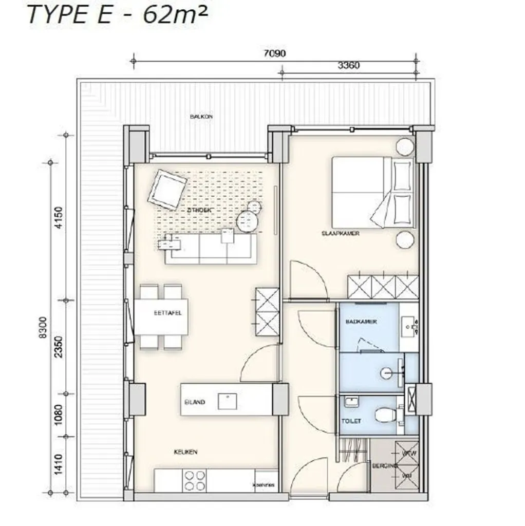 Plan - 3-Bedroom Apartment with Balcony in Delft