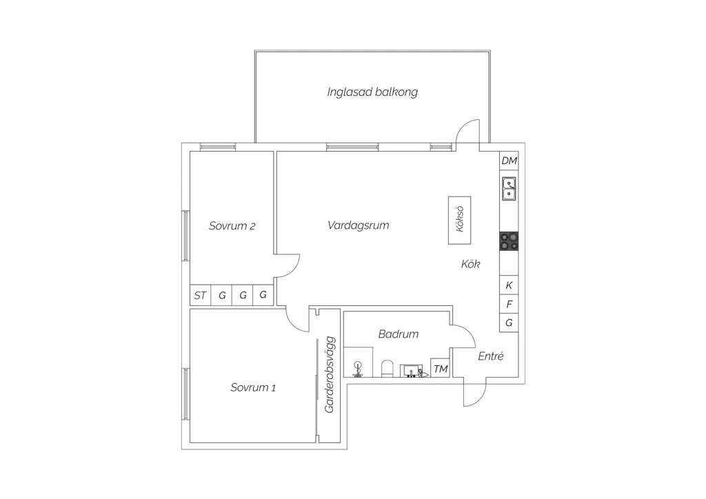 Planimetria - Three-Bedroom Apartment with Balcony in Nyköping