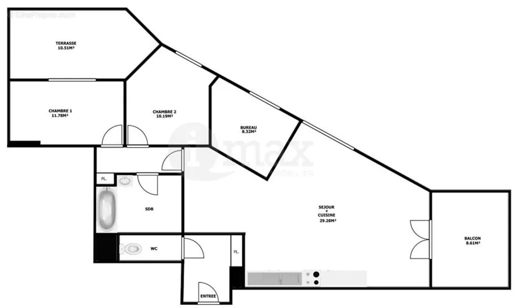 Plaan - 3-Piece Flat with Balcony in Clichy