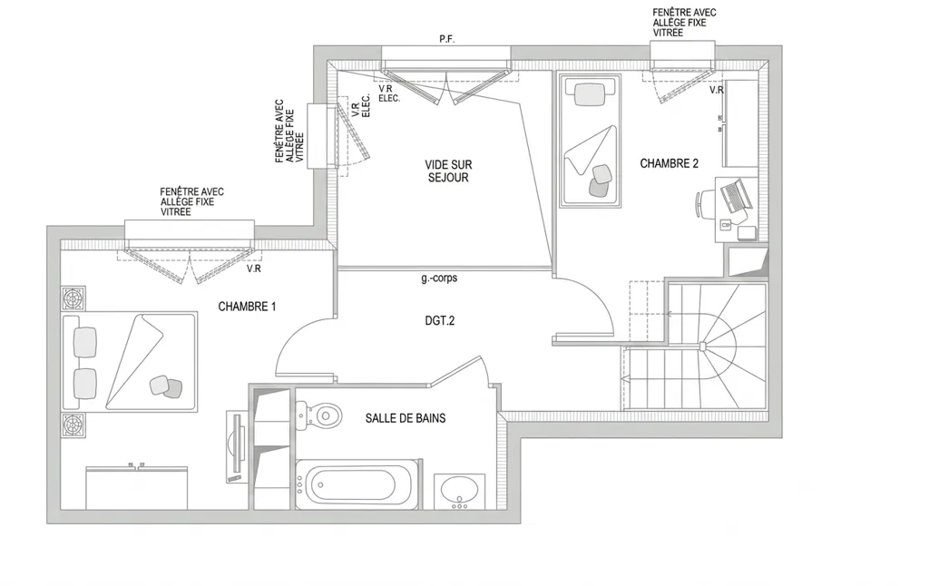 Plan - Duplex Récemment Construit avec Balcon à Louvres