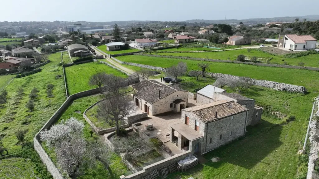 Aerial - Historic Stone Villa with Garden in Modica