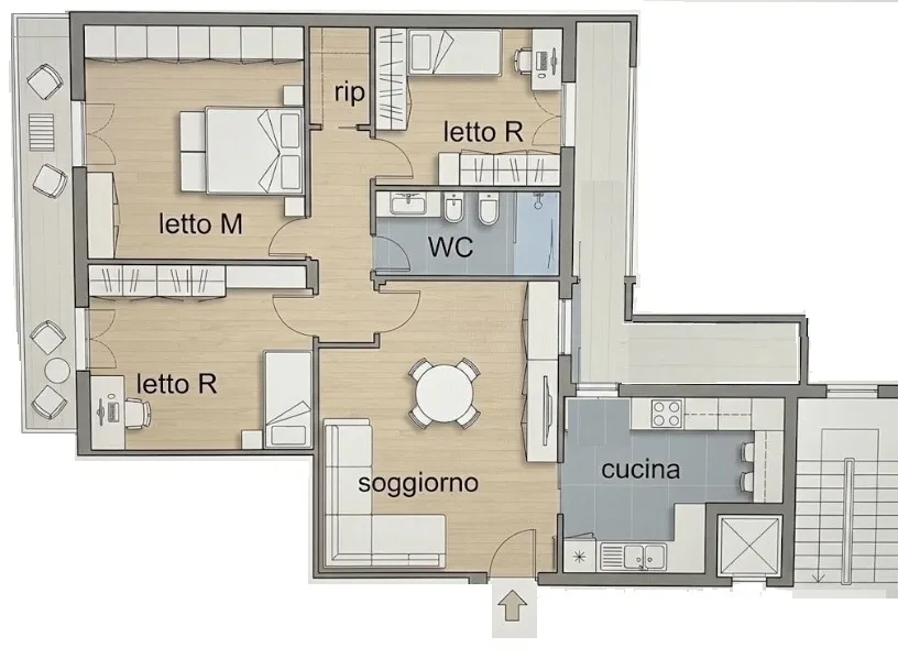 Spacious Apartment with Balconies in Capurso
