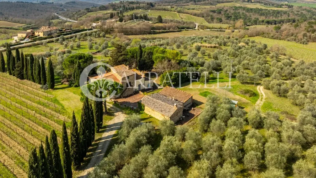 Vue aérienne - Vineyard Estate with Casale in Chianti