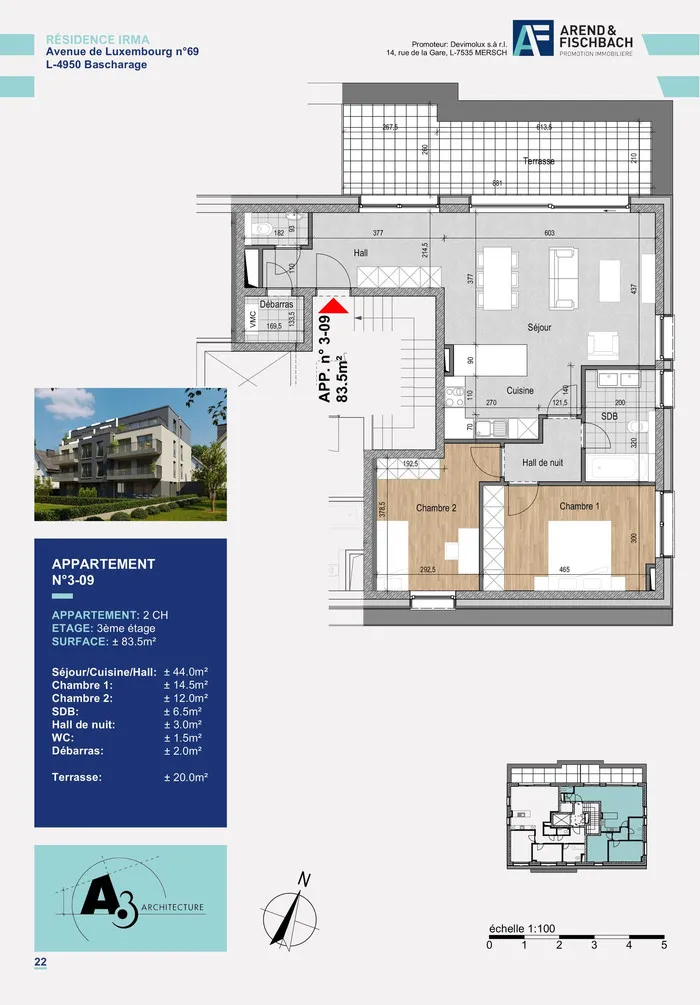 Plaan - Penthouse with Terrace in Bascharage