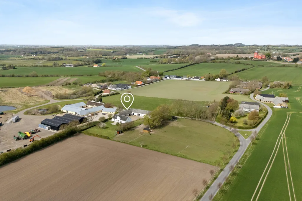Aerial - Farmhouse with Equestrian Facilities in Haarby