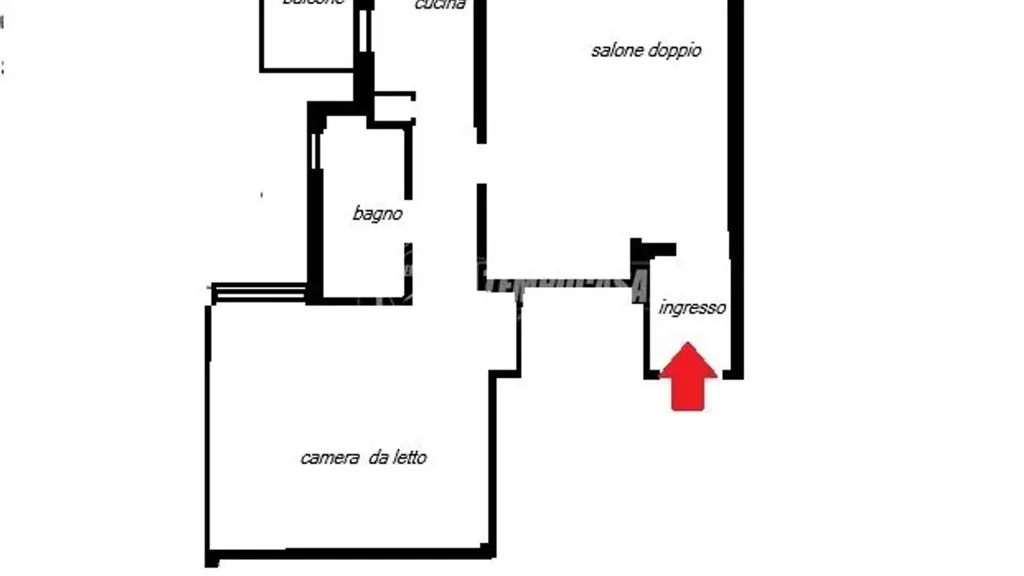 Floor Plan - Bright Bilocale with Balcony in Arenella, Naples