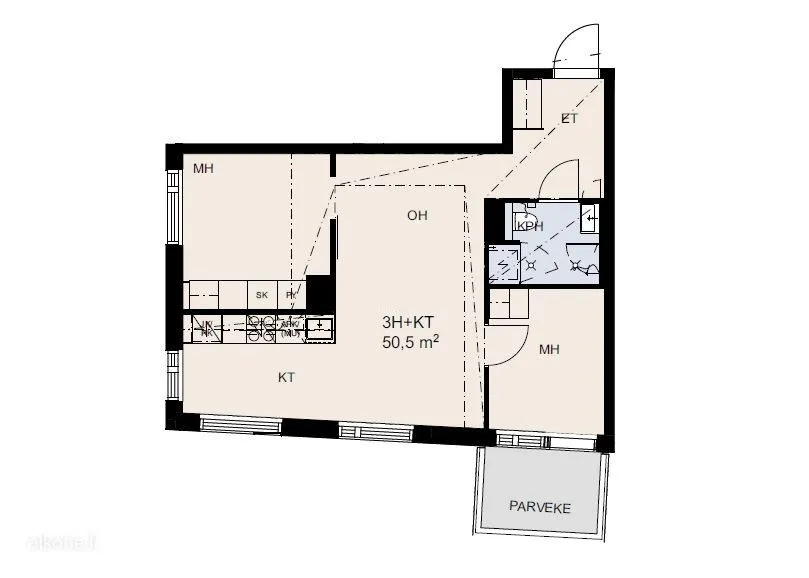 Plaan - Modern Studio with Balcony in Vantaa