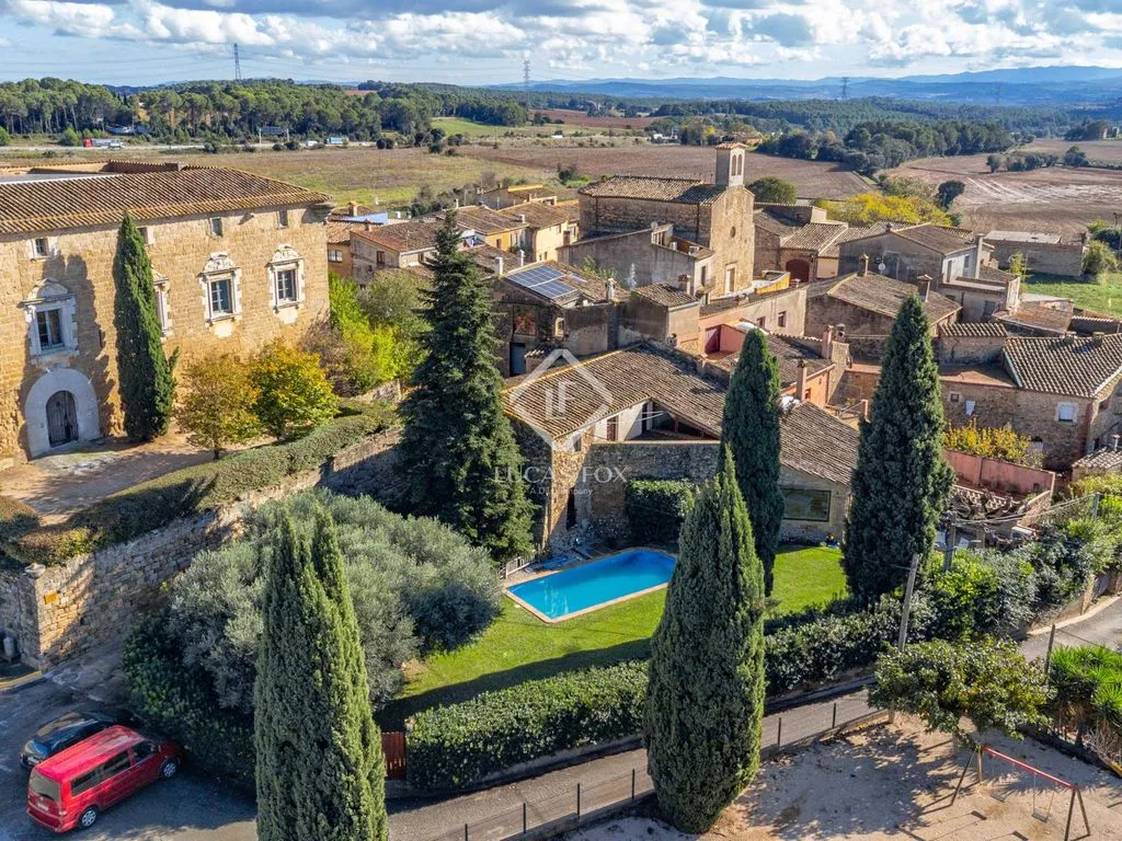 Aerial - Traditional Stone Cottage with Pool in Bàscara