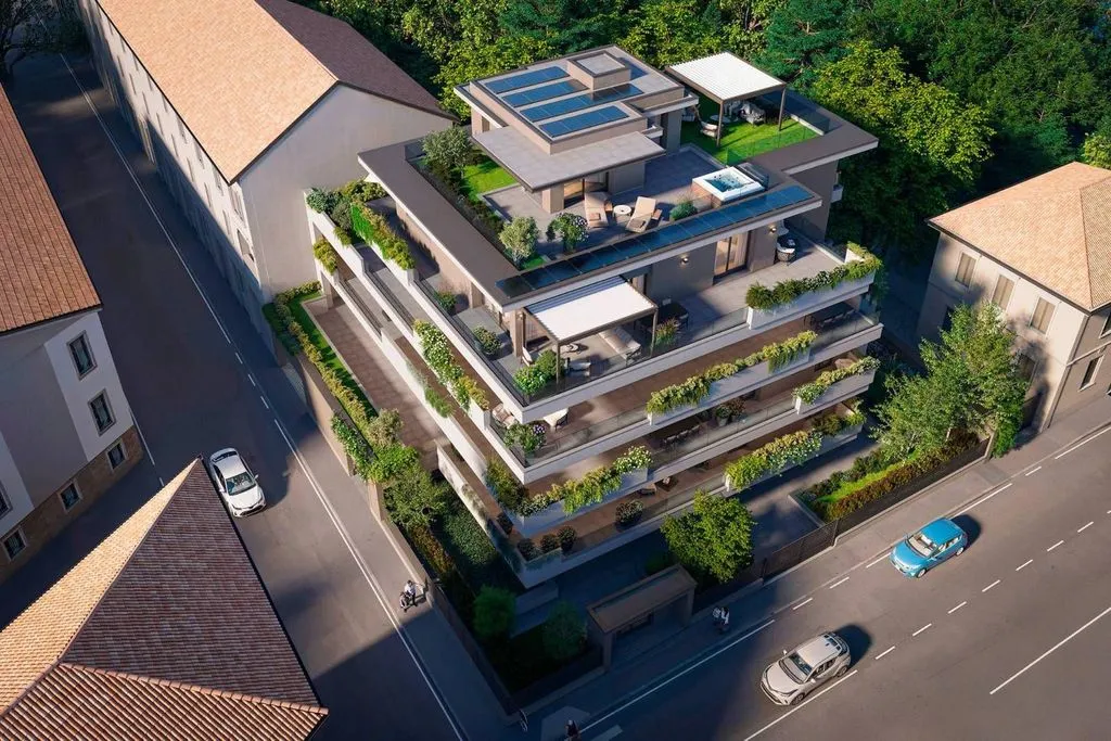 Vue aérienne - Luxury Penthouse with 360° View in Monza