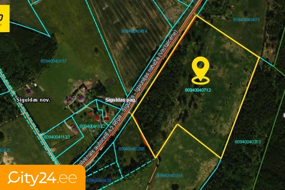 Õhuvaade - Agricultural Land with Forest in Sigulda District