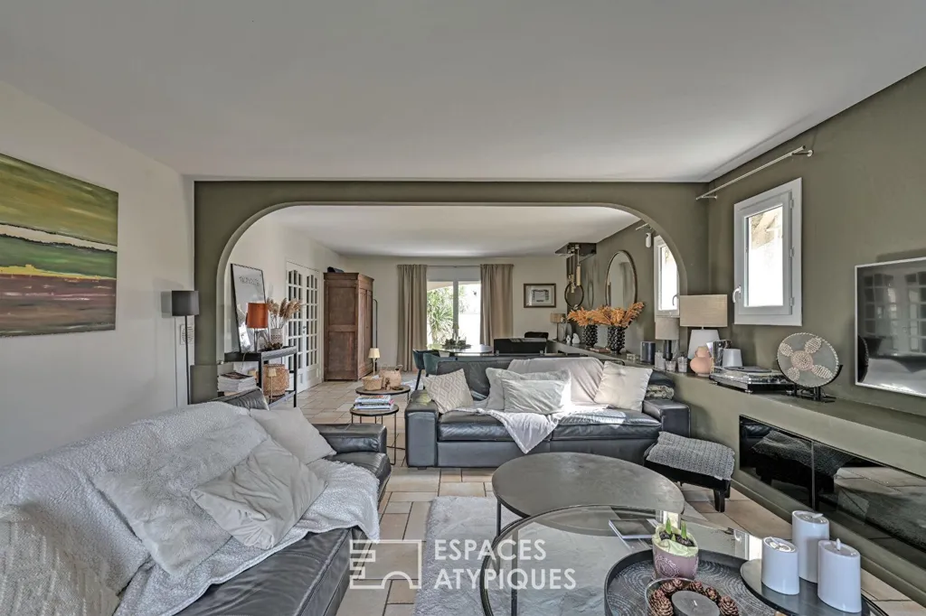 Living Room - Renovated House with Pool and Studio in Caissargues