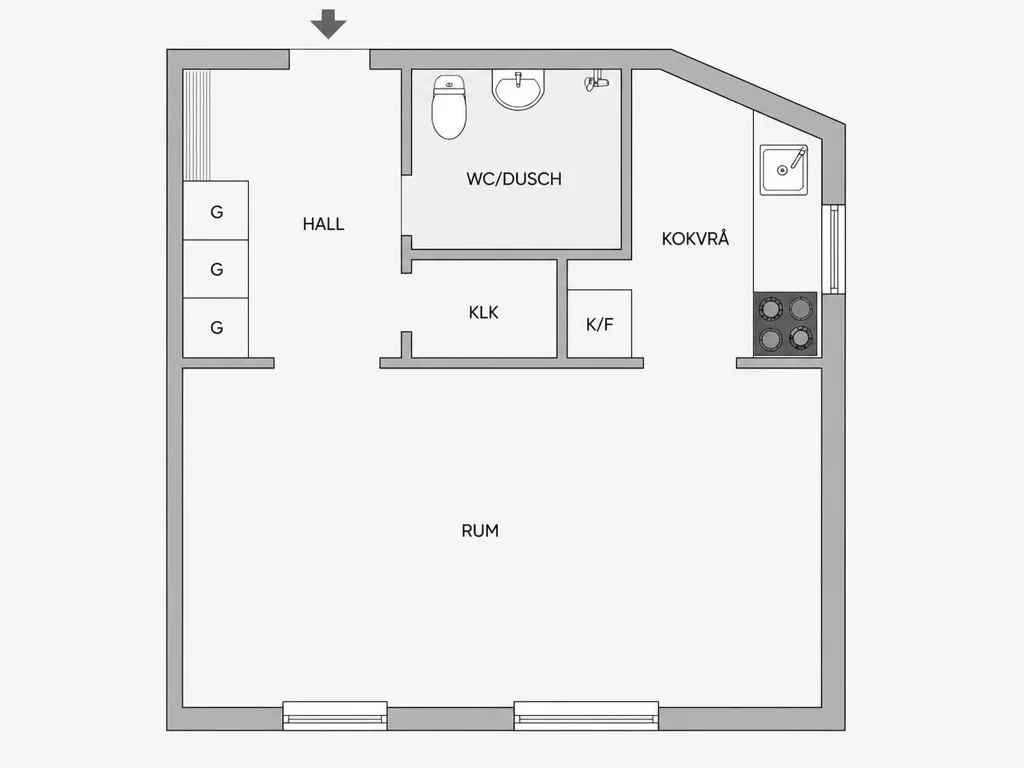 Plan - Renovated Flat with Open Plan in Sjöbo
