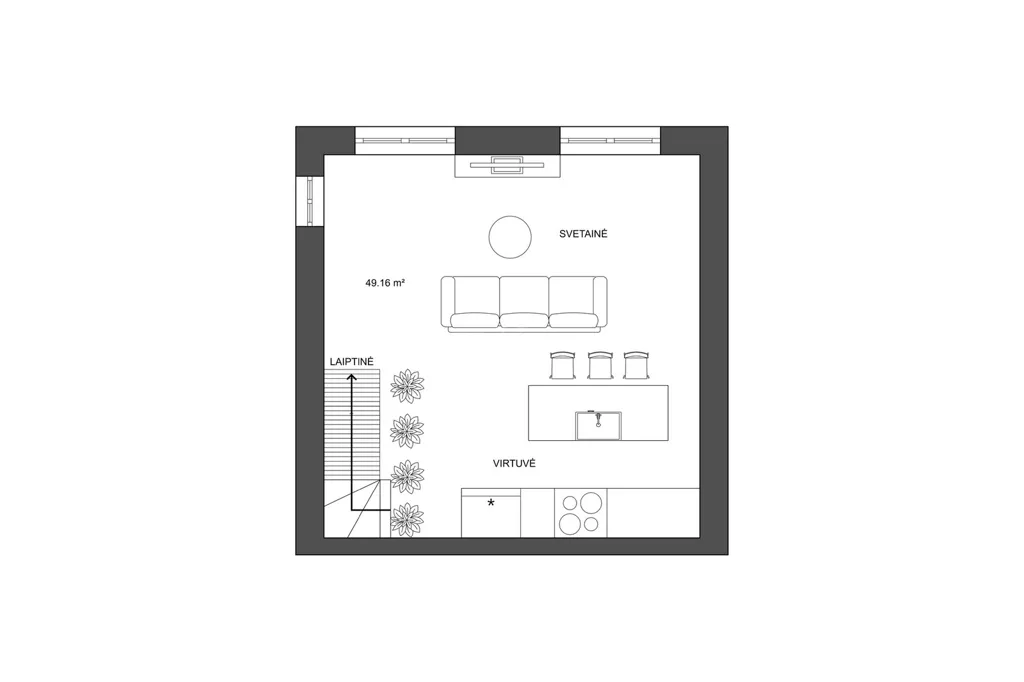 Plan - Duplex Apartment with River View in Ariogala