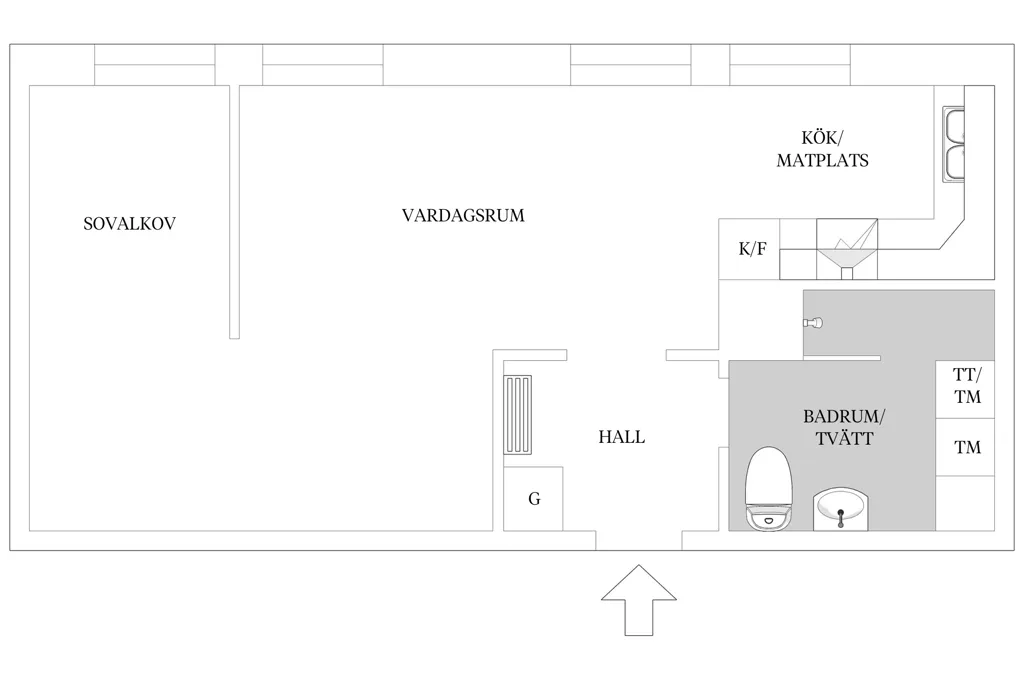 Plan - Apartment with Open Plan in Hovshaga