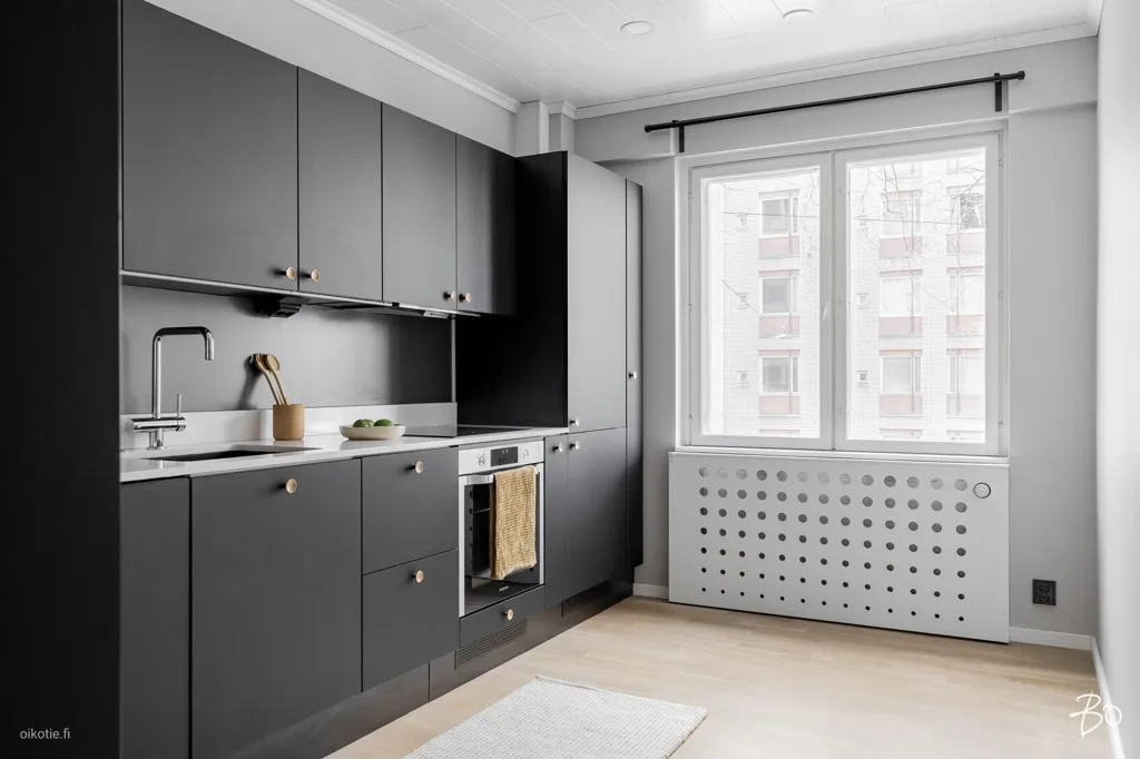Kitchen - Renovated Apartment with Balcony in Turku