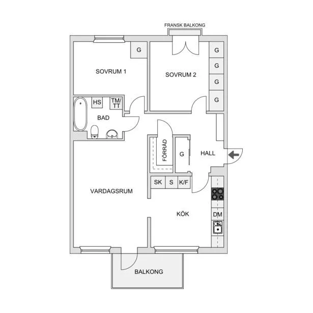Plan - Renovated Apartment with Balcony in Stenrösvägen