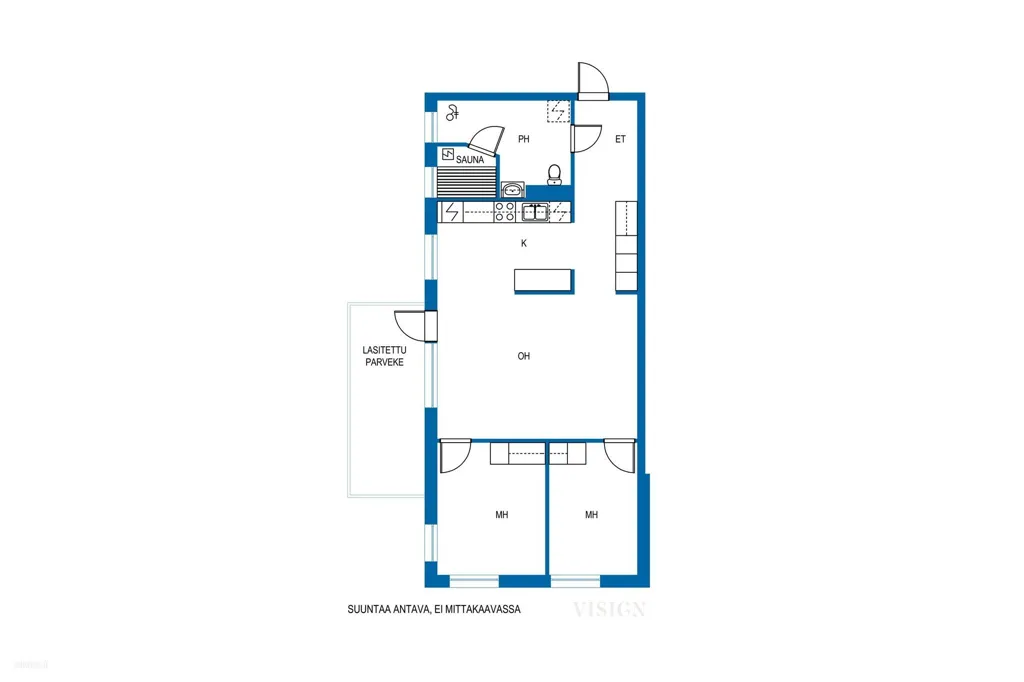 Floor Plan - Modern Flat with Balcony in Tikkurila, Vantaa