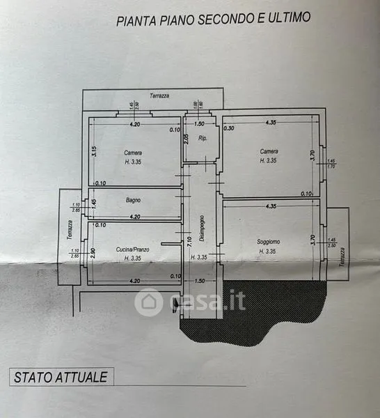 Planimetria - Apartment with Terraces in Florence