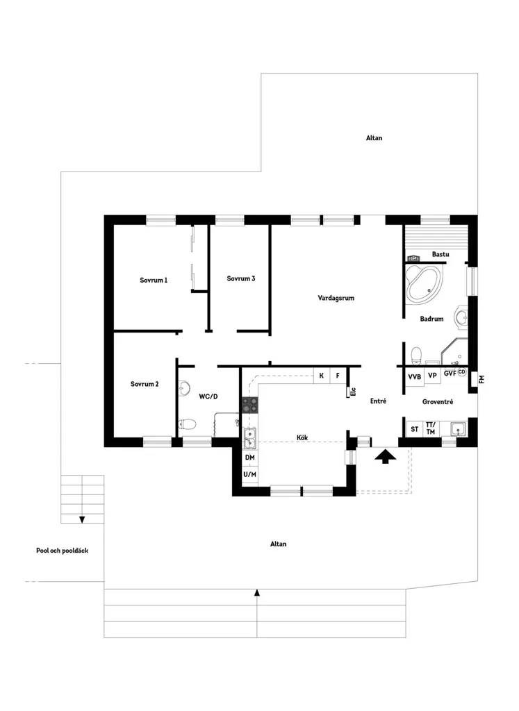 Plan - Villa with Pool Deck in Countryside