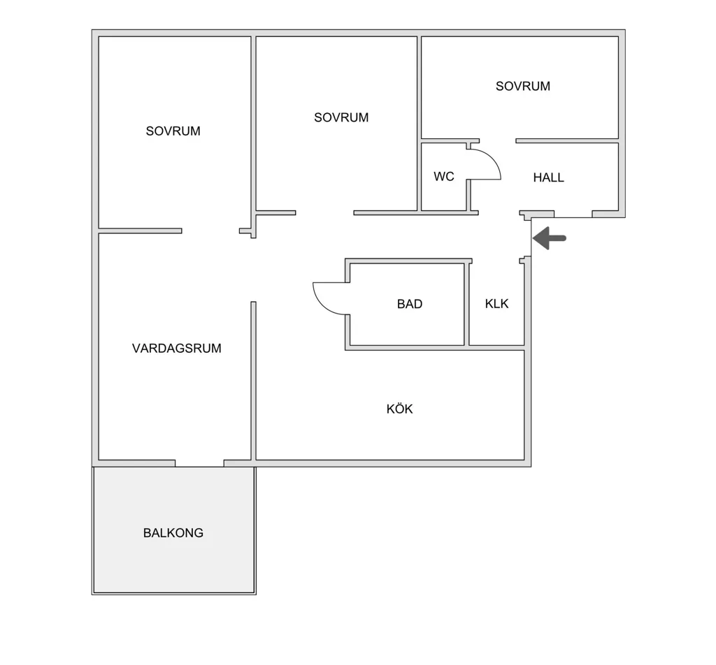 Plan - Four-Room Apartment with Balcony in Ersmark
