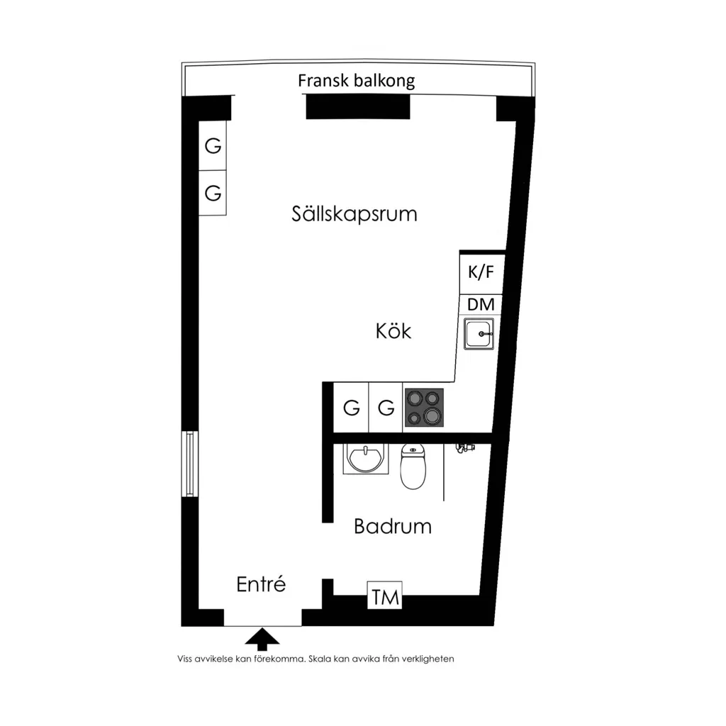 1-toaline korter asukohas Stockholms kommun