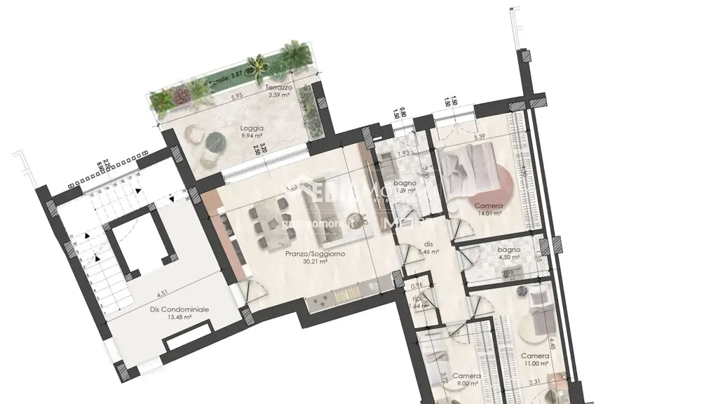 Plan - Luxury Apartment with Rooftop Garden in Modena