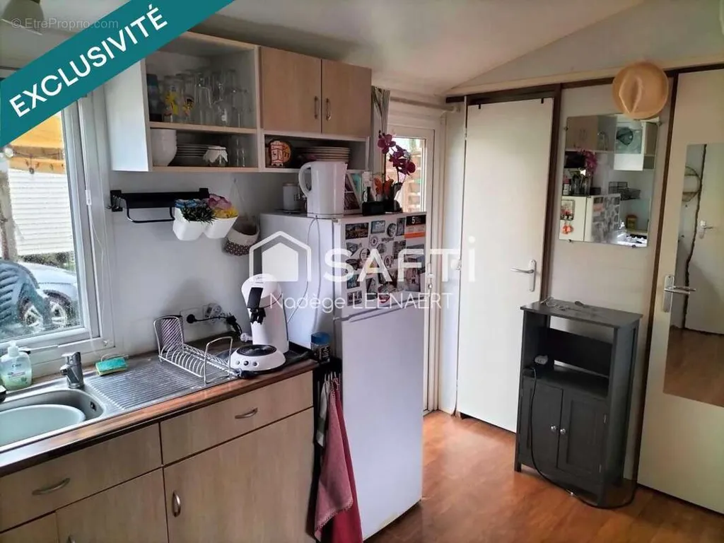 Köök - Mobil-home with Terrace in Saint-André-de-Sangonis
