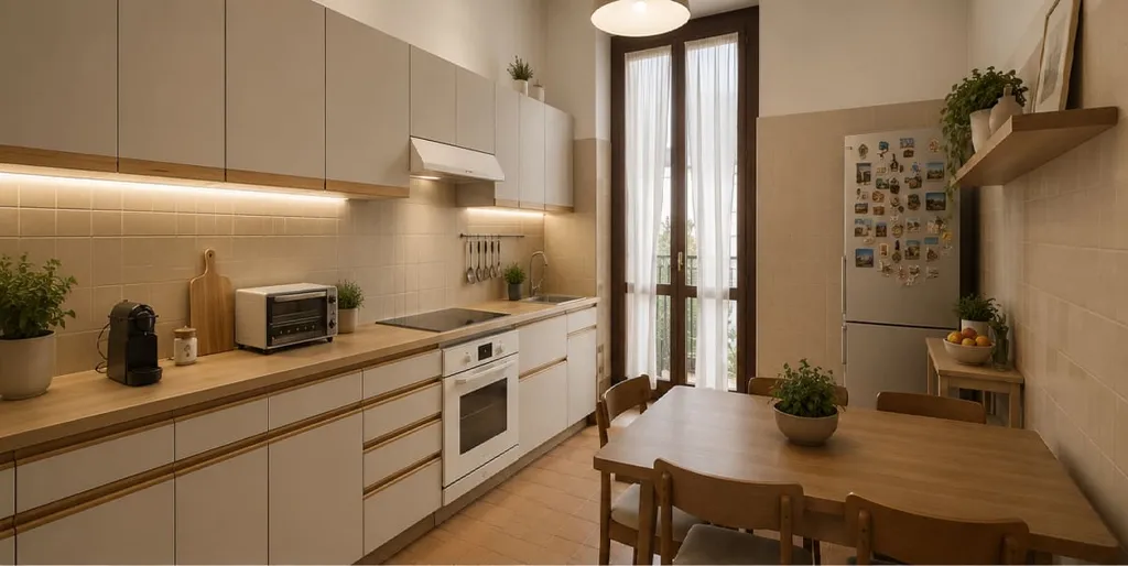 Cucina - Two-Bedroom Apartment with Balcony in Milan