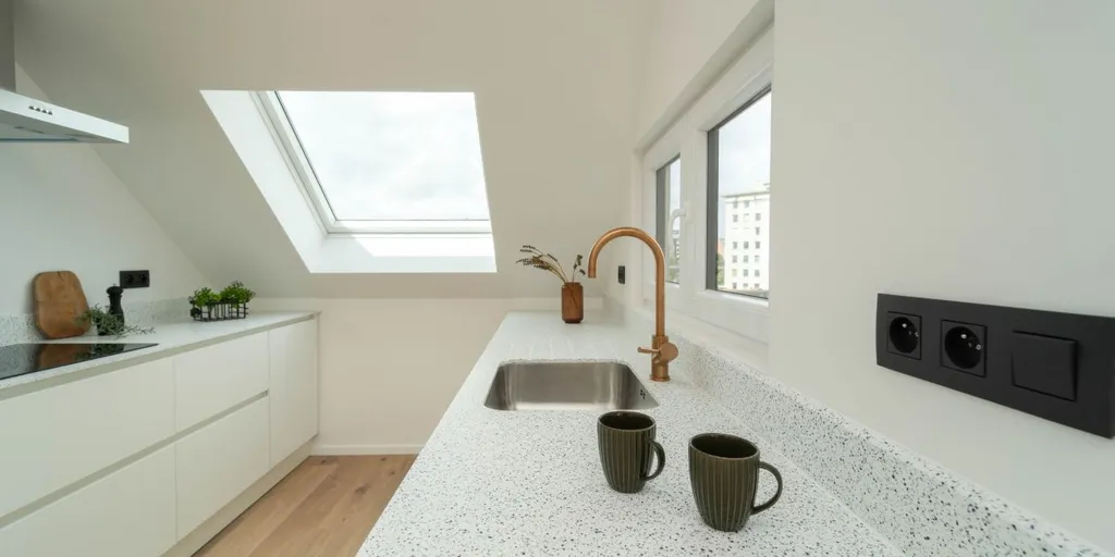 Köök - Duplex Apartment with River View in Gent