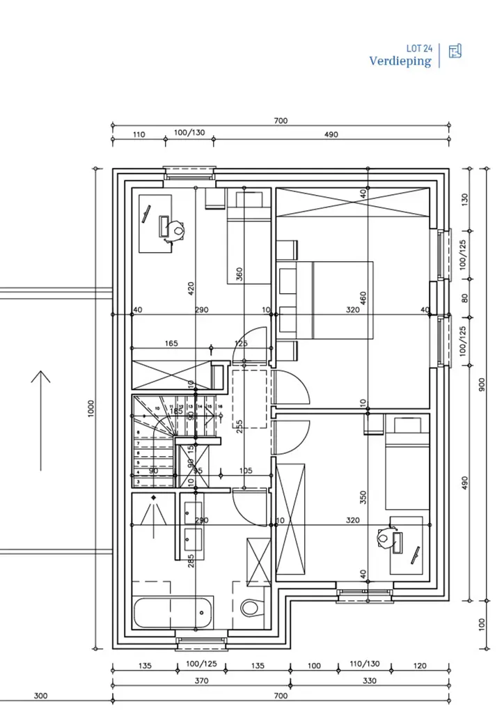 Plan - Nouvelle Construction avec Orientation Est à Evergem