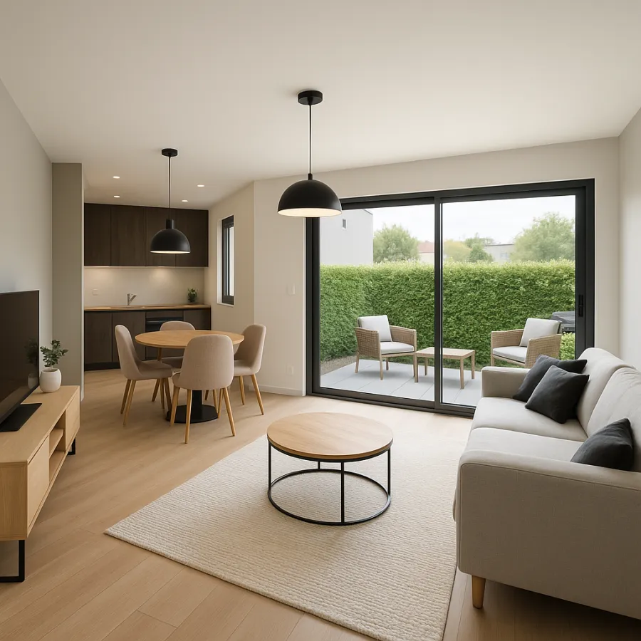 Living Room - Modern Apartment with Terrace in Thionville