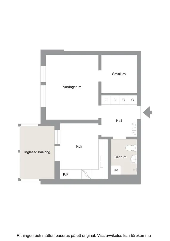 Floor Plan - Spacious 1-Bedroom Flat with Balcony in Lidköping
