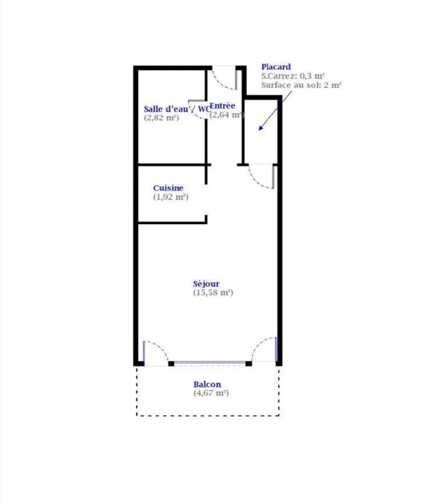 Plan - Studio avec Balcon à La Mongie