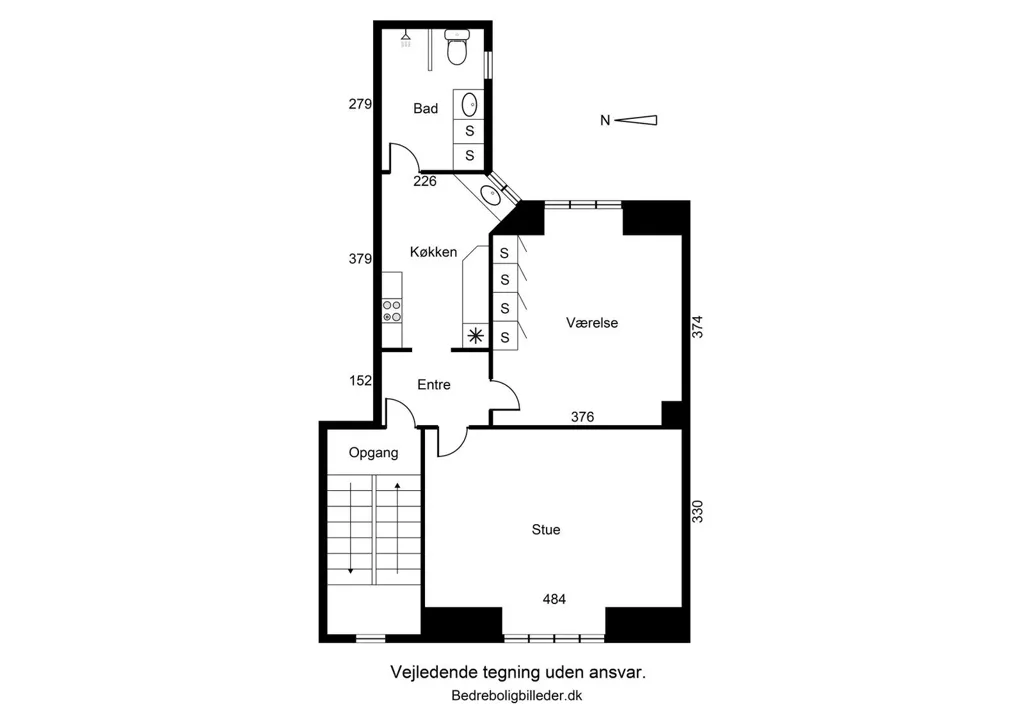 Planimetria - Classic 2-Bedroom Apartment with Bay Window in Denmark