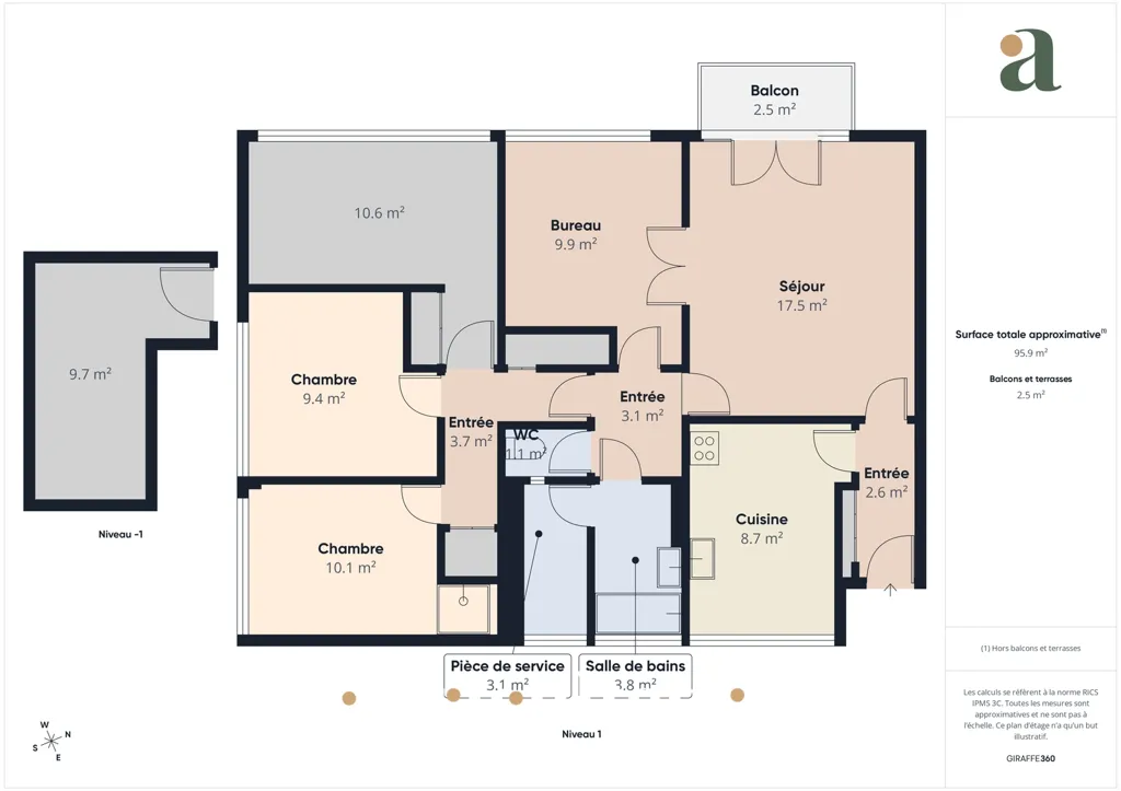 Plan - Appartement 6 Pièces avec Balcon dans le Calme