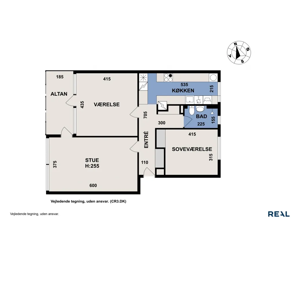 Plaan - 3-Room Apartment with Garden View in Blåbærhaven