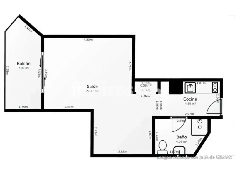 Plan - Modern Studio with Balcony in Golf del Sur