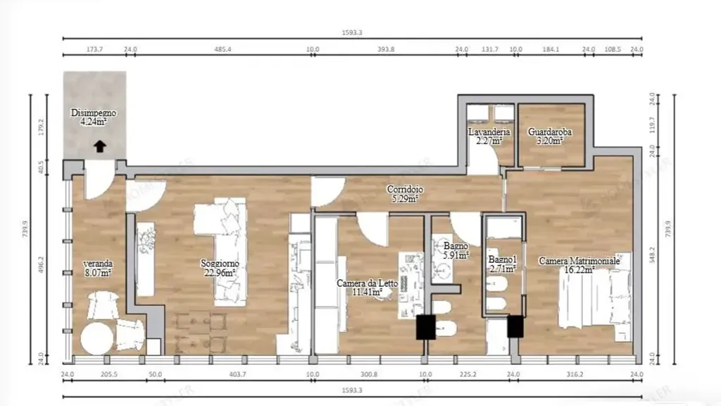 Plaan - Rusticated Apartment with Veranda in Florence
