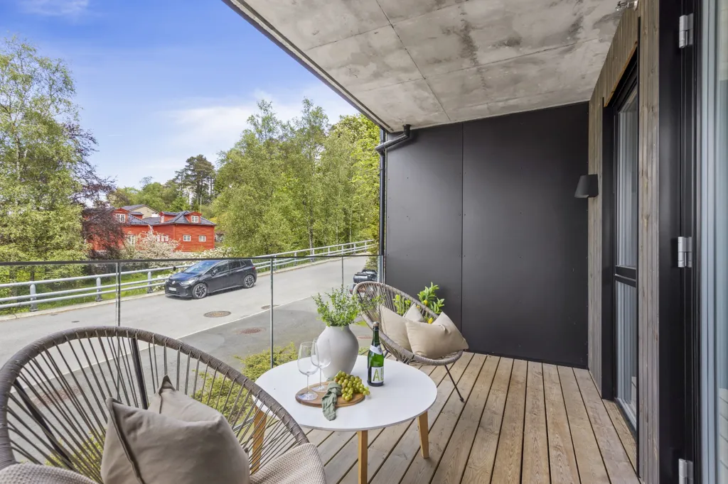 Balcon - Modern 2-Bedroom Apartment with Terrace in Nesttun