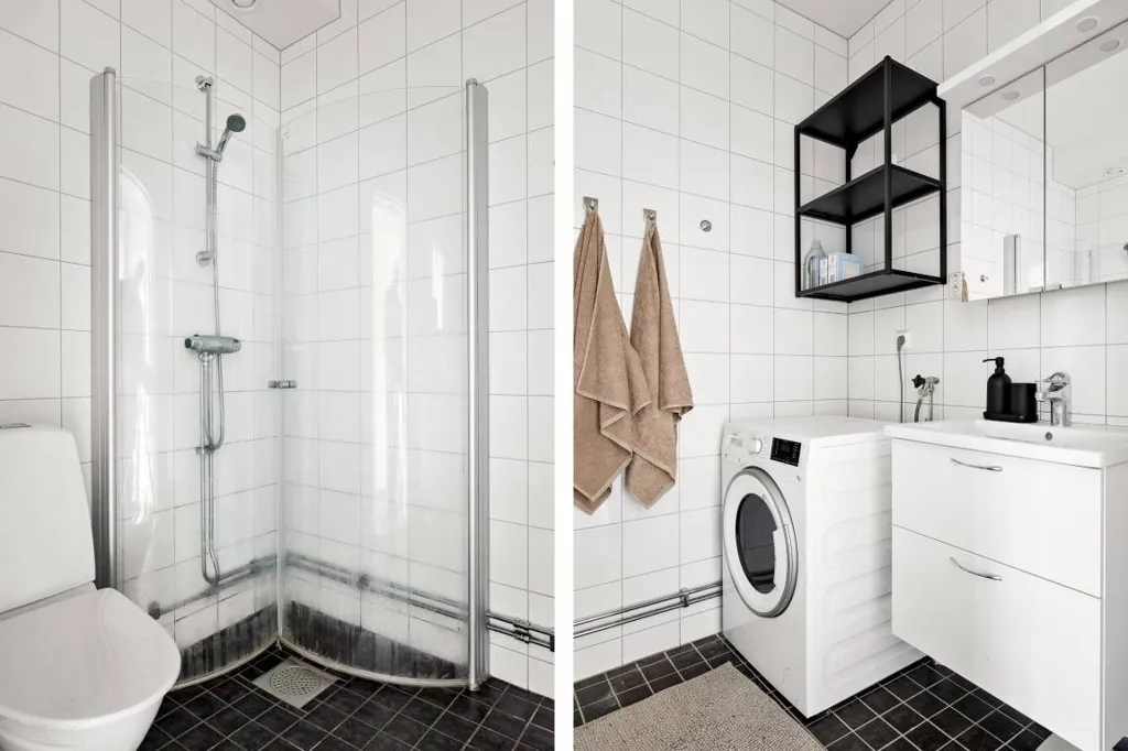 Bathrooms - Modern Flat with Balcony in Enköping Centre